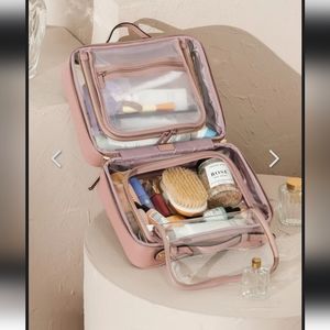 Calpak Large Clear Cosmetics Case Part of Kaya Collection in Mauve